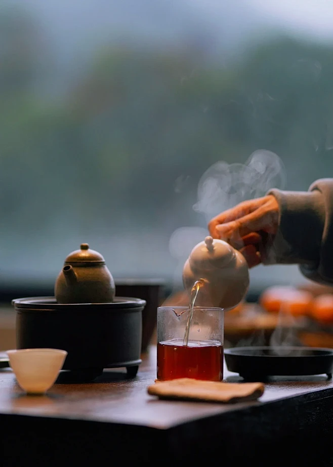 “热气腾腾的茶汤使我对寒冬多了一丝期待”