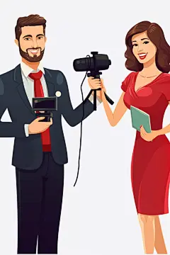 主持人记者新闻媒体人物插画