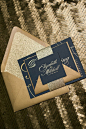 Foil - Navy and Gold Glitter Calligraphy Wedding Invitations #weddinginvitationideas