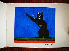 水彩卡通插画 猫捉老鼠2