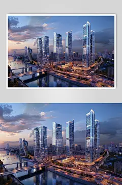AI数字艺术房地产城市航拍摄影图-众图网