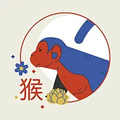 十二生肖猴矢量图设计素材