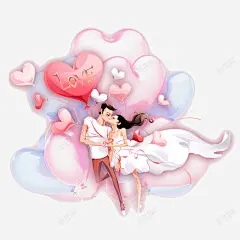 七夕情人节月下爱情情侣插画免费 矢量情侣人物 缘分 元素 免抠png 设计图片 免费下载 页面网页 平面电商 创意素材