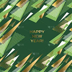 贺卡,式样,绿色,三角形,华贵,黄金,未来,新的,边框