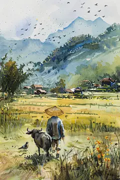 柳树牧童清明节图片插画图