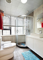 现代简约风格119平方米大户型三室二厅家庭卫生间浴室柜座便器淋浴房装修效果图