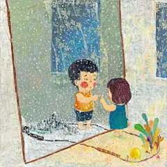 情人节快乐《二狗与丫头系列 之 照镜子》 - 视觉中国设计师社区