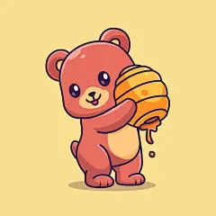 小熊蜂蜜卡通插画矢量图设计素材