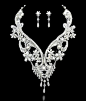 Lace Collar Wedding Necklace Set with Pearls and Jewels