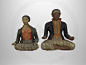 印度人 男人 女人 彩绘男女坐像雕塑 泥塑 泥人 摆件 - 雕塑模型 蛮蜗网