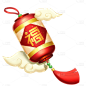 新年手绘喜庆装饰品插画-灯笼
