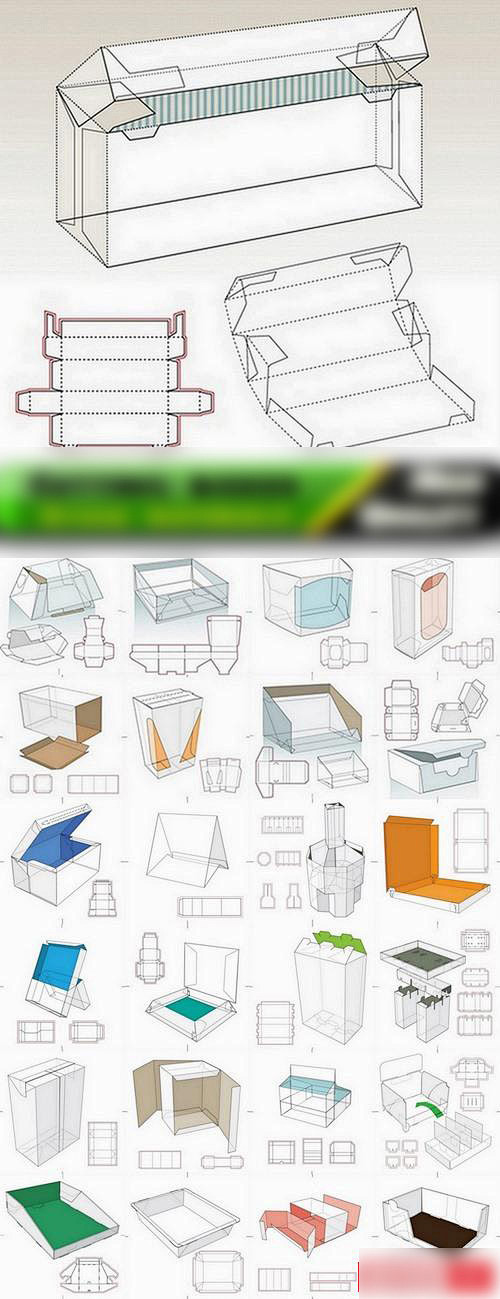 【14】各类包装盒礼盒盒子折叠立面展开图...