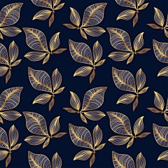 华丽金色植物花纹矢量图设计素材