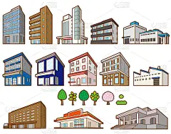 各种建筑的插图