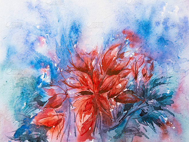 水彩画的花