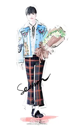 #jjseason插画# #时尚##season插画# ---#李宇春# 身着@GUCCI 2016早秋女装系列青春帅气亮相#第四届音悦V榜年度盛典#红毯。获“内地最佳女歌手”“亚洲最具影响力歌手”两项大奖！O酷帅李宇春