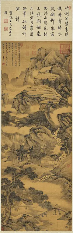 清 王原祁 山村雨景　轴