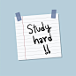 Study hard sticky note illustration