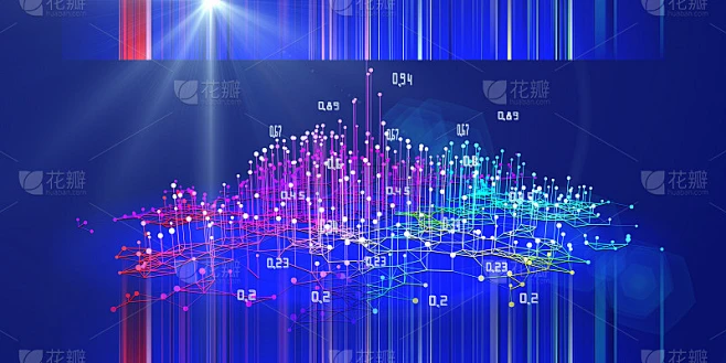 大数据。摘要分析背景与色彩信息图形数据可视化与镜头效果。模糊线条的未来主义分析设计。社交网络或商业概素材-花瓣网