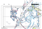 artbooksnat:Kill la Kill (キルラキル)Key frames from the 360-degree fight sequence between Ryuko and Satsuki, at the end of the first opening animation, were featured in the Kill la Kill Animation Originals Book Vol. 01 (Amazon US | Trigger). It’s kind of amaz
