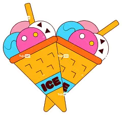 冰淇淋-冰淇淋甜筒的彩色卡通描绘