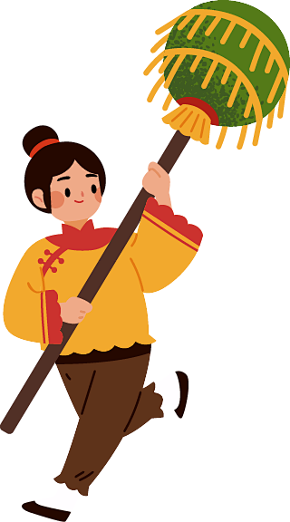 农历新年东方传统新年拜年春节舞龙狮人物插...