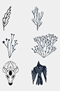 鹿头叶子简笔画动植物免抠素材-众图网