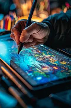 AI数字艺术使用ipad画画板绘插画师摄影图