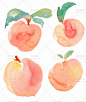 182号夏天水果粉色桃子平铺图案背景手绘水彩高清图片PS设计素材-淘宝网