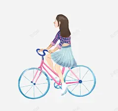 手绘人物插画骑自行车的女孩插图高清素材 网页 免费下载 页面网页 平面电商 创意素材 png素材