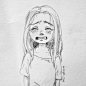 哭泣的小女孩手绘