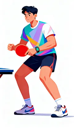 扁平风乒乓球运动比赛插画人物图片