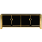 Black Lacquered and Brass Credenza by Mastercraft 