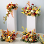 秋天婚礼花艺布置装饰仿真花艺壁挂路引排花签到桌花欧式组合搭配