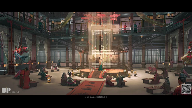 影视概念设计-气氛图-古装外景-青楼-妓院舞台-花瓣网