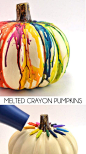 DIY Fall Halloween Melted Crayon Pumpkin: 
