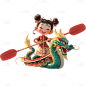 端午节通用龙舟3D场景人物贴纸元素素材