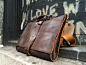 Italian shoulder mens leather briefcase coffee brown by Aixa. $399.00, via Etsy.