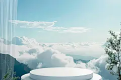 素雅自然风光电商场景展台