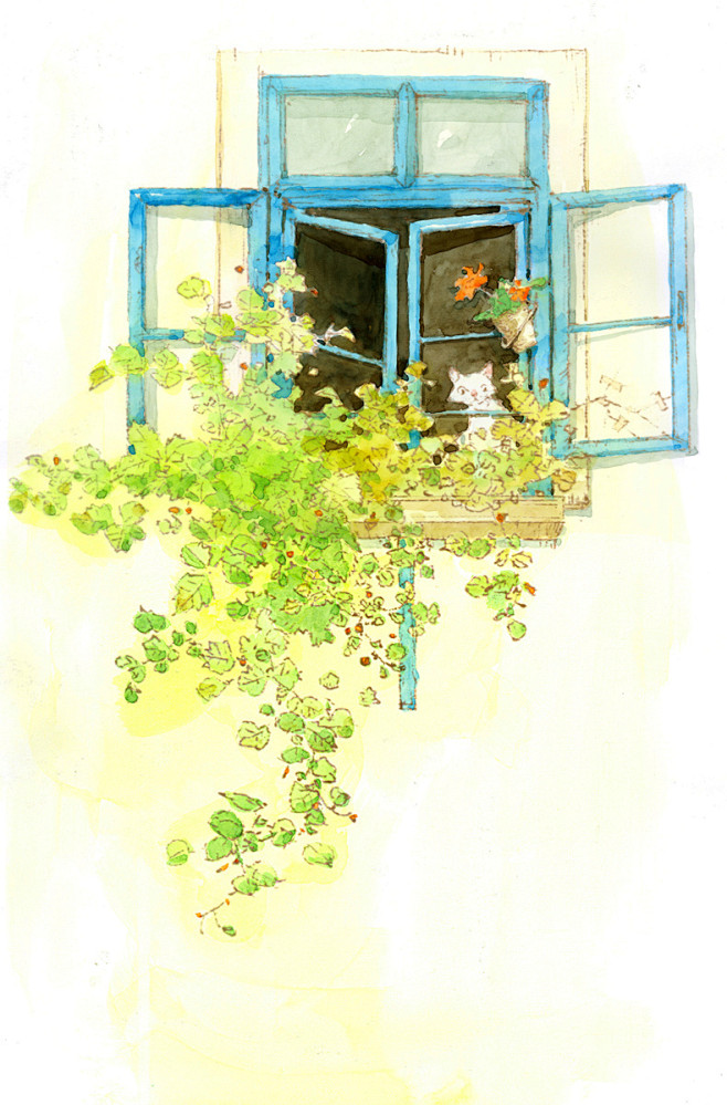 可乐狗  的插画 谁也看不见的阳台 #采...