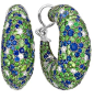 Pair of White Gold, Tsavorite, Sapphire and Diamond Earrings  18 kt., the bombe hoops encrusted with round tsavorites approximately 18.80 cts. and round sapphires approximately 11.90 cts., accented by 62 round diamonds approximately 1.70 cts., approximate