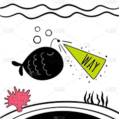 可爱的鱼矢量插图。婴儿打印。卡通的背景。