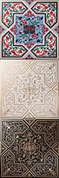 These Arabesque Jamiliah Tiles take on an ornamental design style using interweaving floral motifs inspired by nature, with rich colourways and liquid gold adornment for the ultimate luxury finish.  These stunning elegant tiles will add style and personal