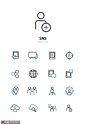 云服务坐标定位人物信息实时监控简约图标 icon图标 线性图标