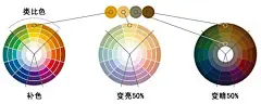利用色轮选择颜色搭配——选择色域：真实世界中有无数中漂亮的颜色变化，但为了使设计变得简单，我们只选择色轮中已有的颜色。我们将会用到类比色来达到和谐的效果，然后用补色来产生对比及差异。