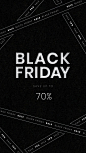 其中包括图片：Download premium vector of 70% off Black Friday vector cross tape sale ad banner template by Wan about black friday, sale tape, black, black background, and thanksgiving 2703450