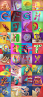 Illustrated Alphabet : Well, here's the result of my experimentation for the 36 Days of Type 2016. For this year’s challenge I explored ideas using only 3D Sofware. It was an amazing experience and this year i did complete it.