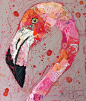 collage/paint flamingo