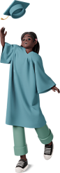 graduate girl throwing cap Illustration in PNG, SVG
