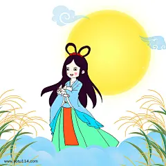 中秋节手绘嫦娥玉兔插画_3028818629